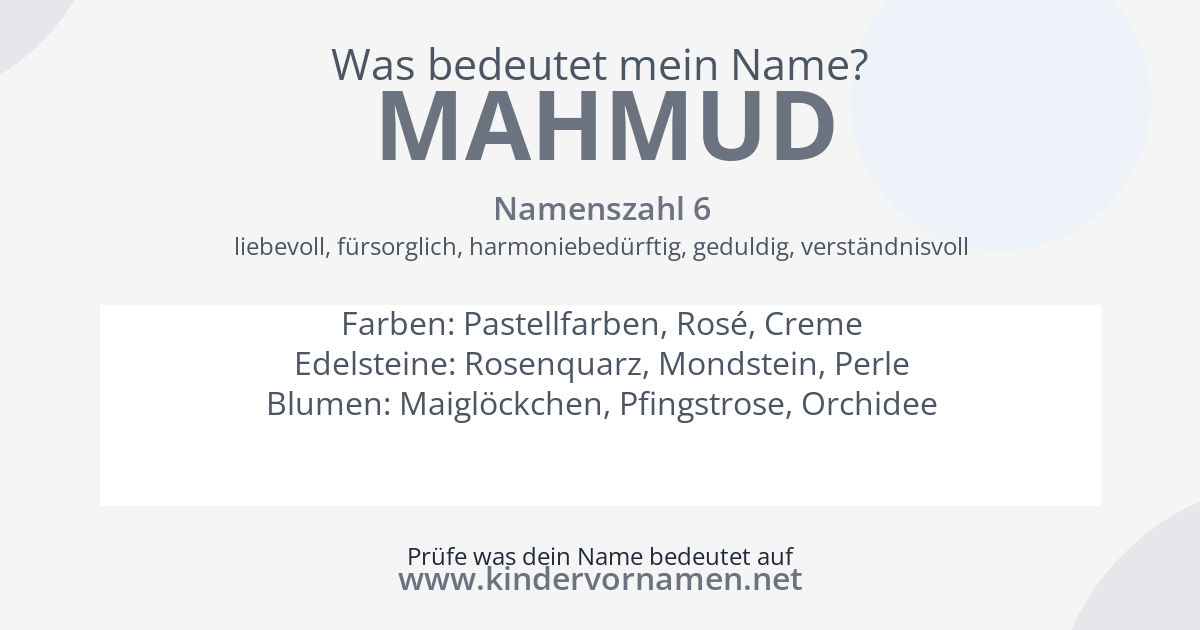 Was bedeutet der Name Mahmud?