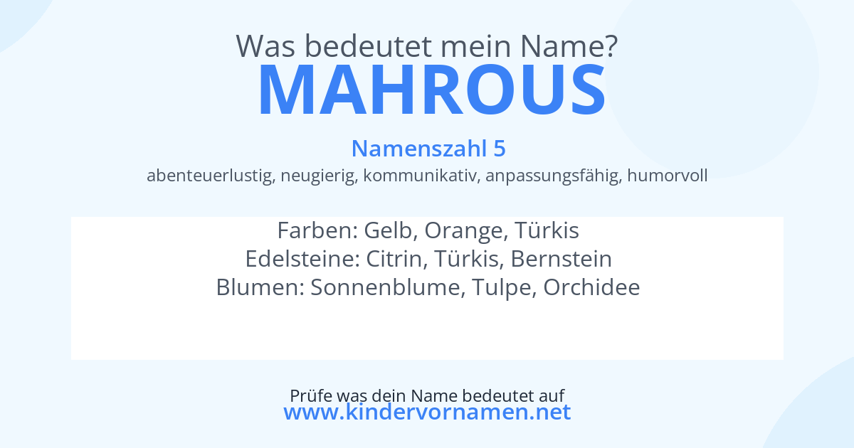 Was bedeutet der Name Mahrous?