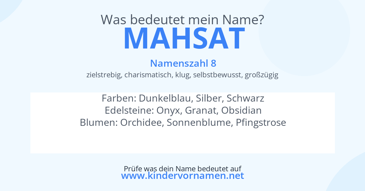 Was bedeutet der Name Mahsat?