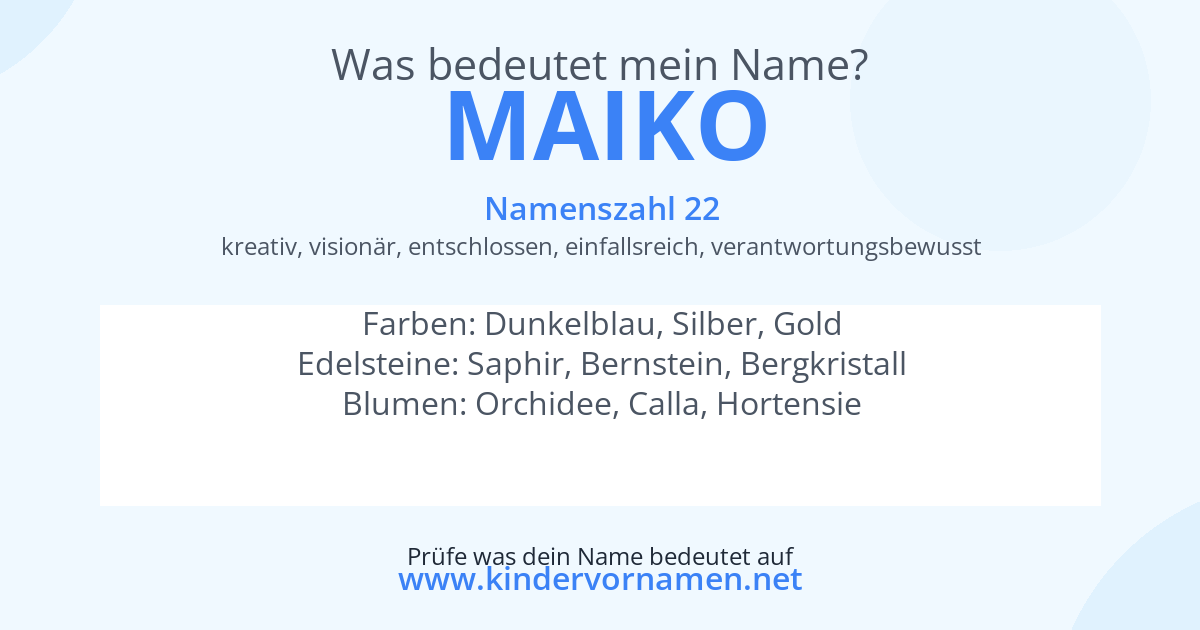 Was bedeutet der Name Maiko?