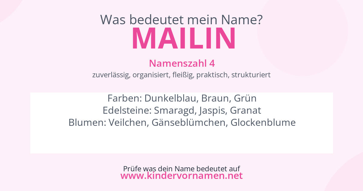 Was bedeutet der Name Mailin?