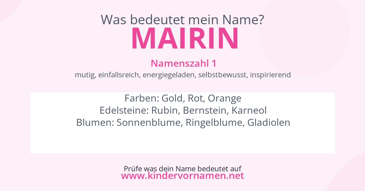 Was bedeutet der Name Mairin?