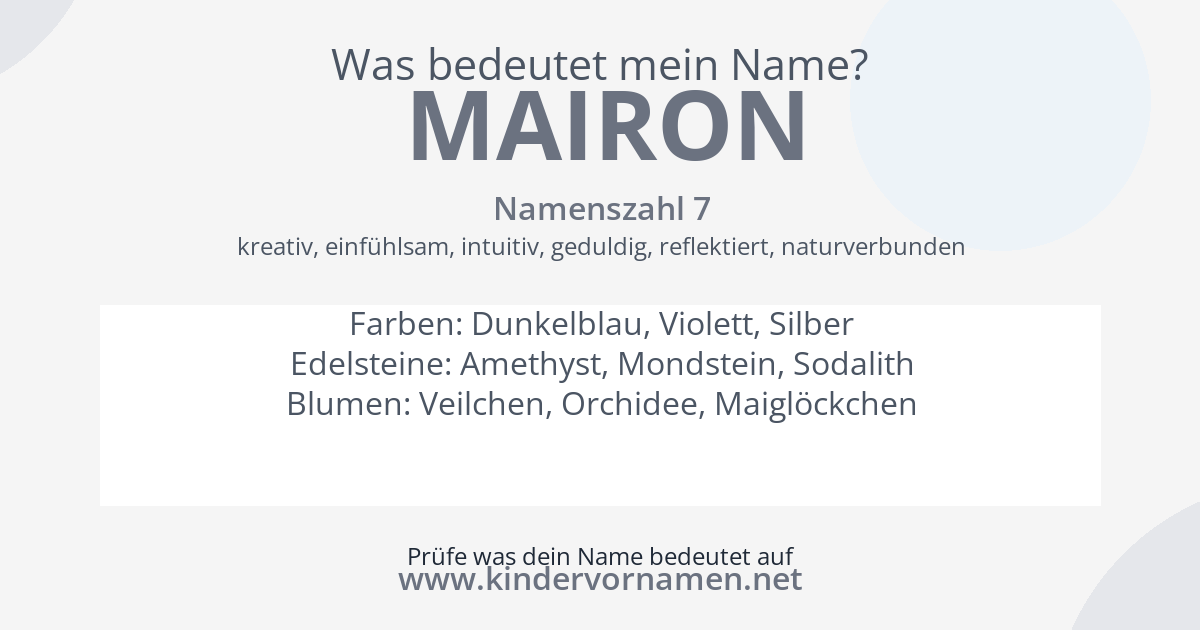 Was bedeutet der Name Mairon?