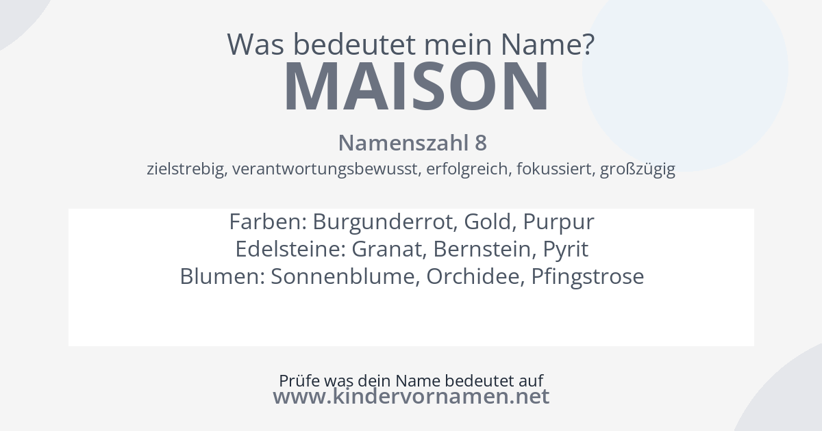 Was bedeutet der Name Maison?
