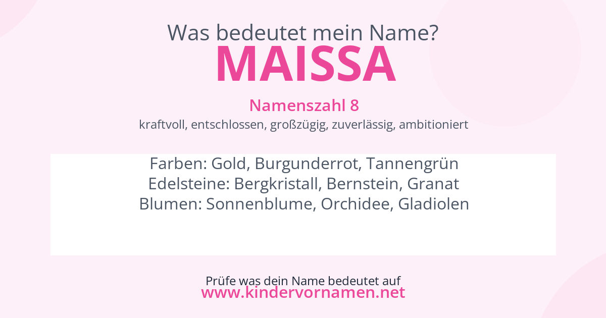 Was bedeutet der Name Maissa?