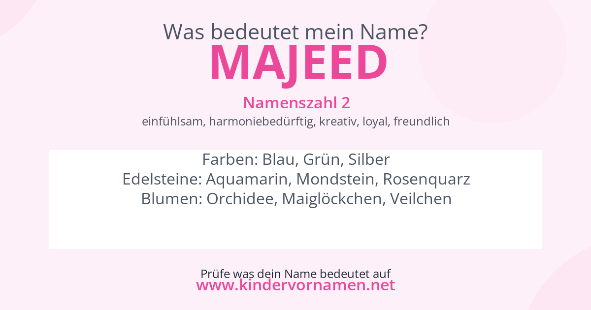 Was bedeutet der Name Majeed?