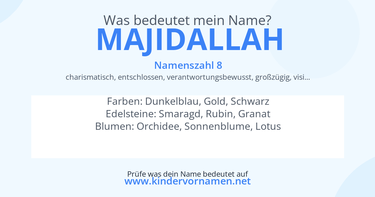Was bedeutet der Name Majidallah?