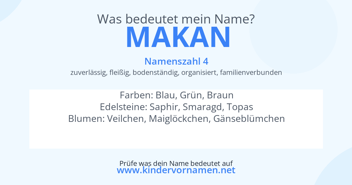 Was bedeutet der Name Makan?