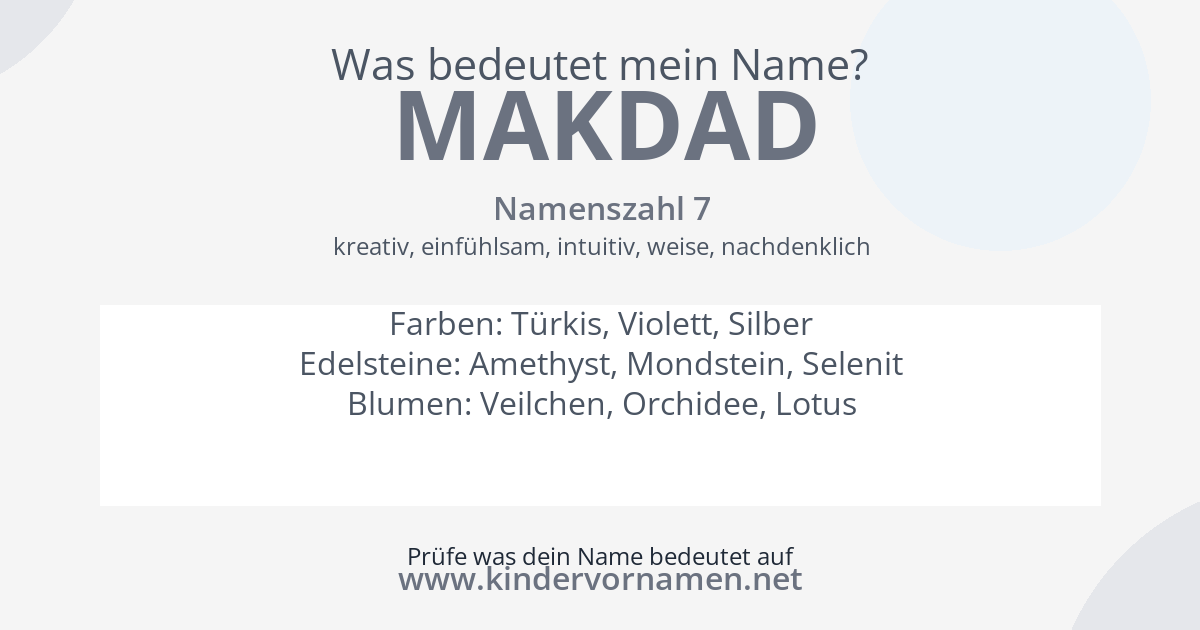 Was bedeutet der Name Makdad?
