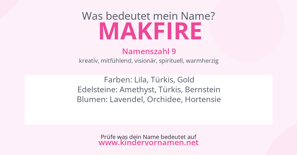 Was bedeutet der Name Makfire?