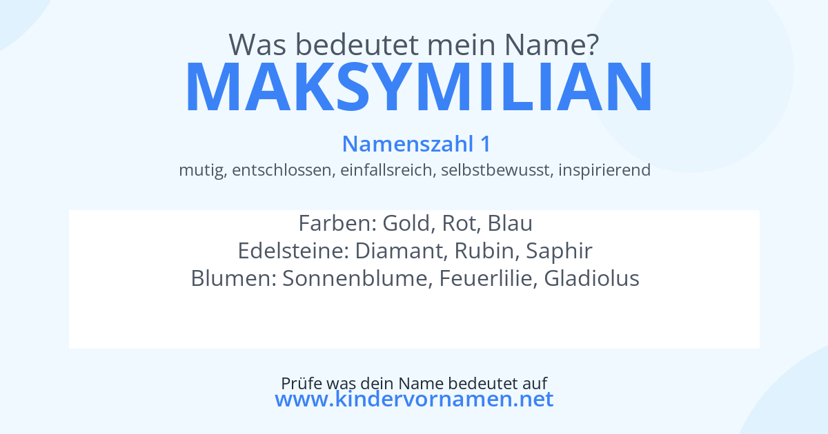 Was bedeutet der Name Maksymilian?