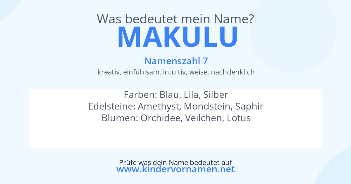 Was bedeutet der Name Makulu?