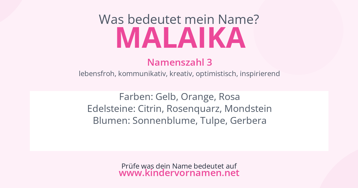 Was bedeutet der Name Malaika?