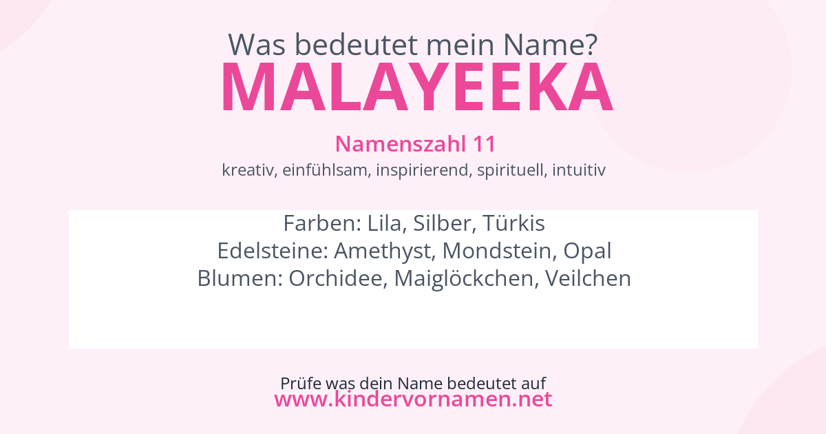 Was bedeutet der Name Malayeeka?
