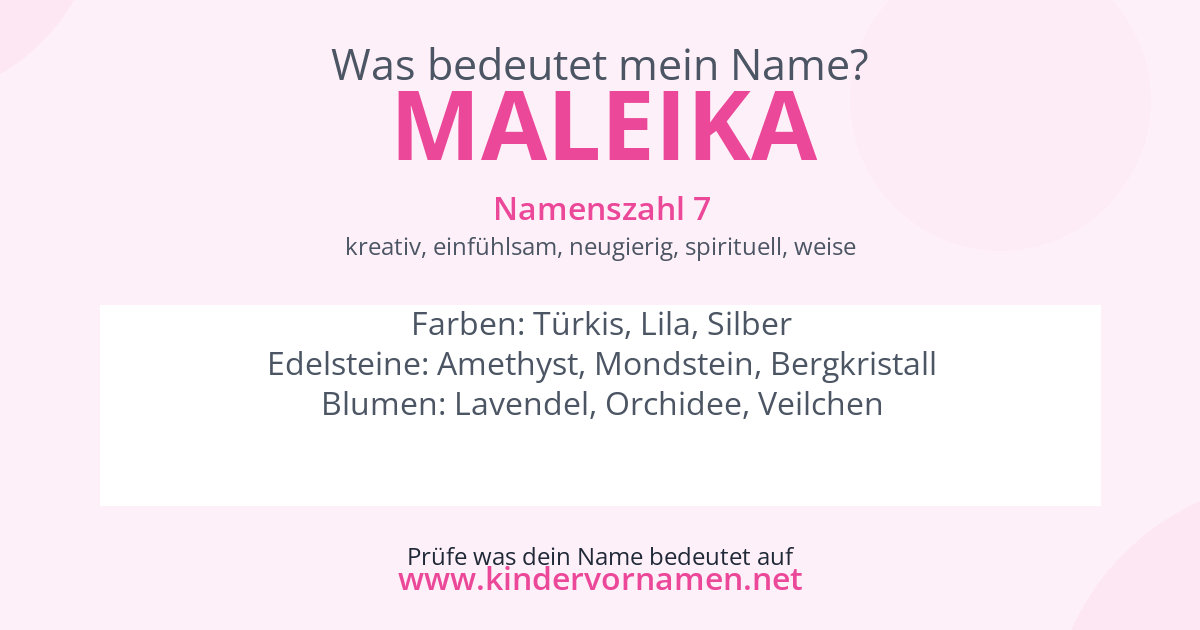 Was bedeutet der Name Maleika?