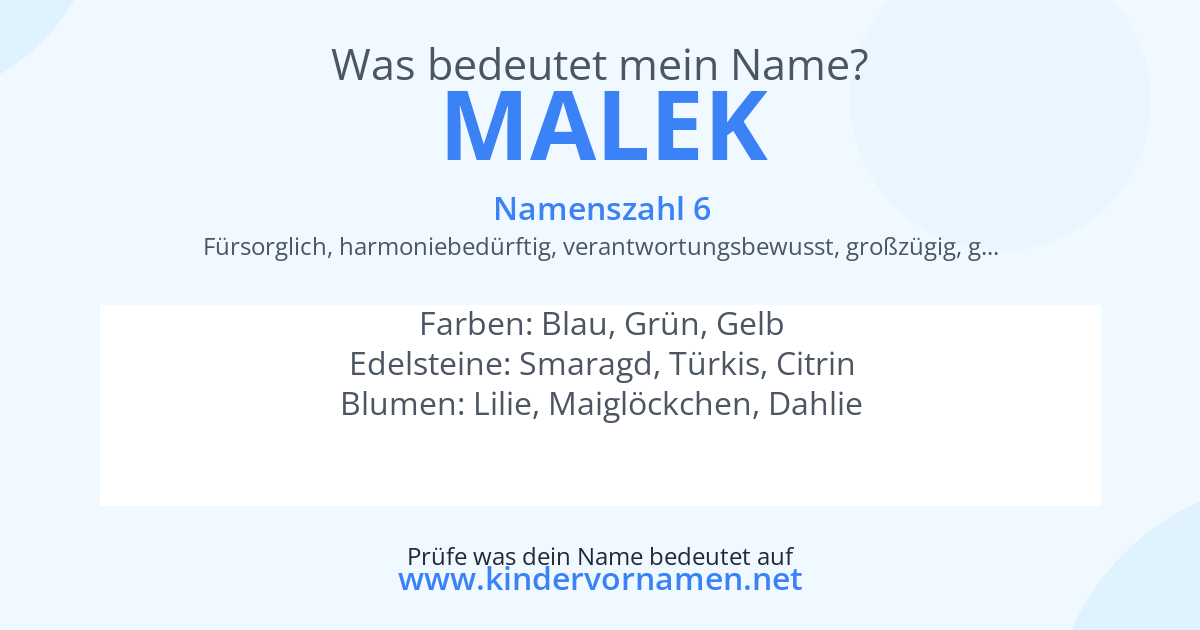Was bedeutet der Name Malek?