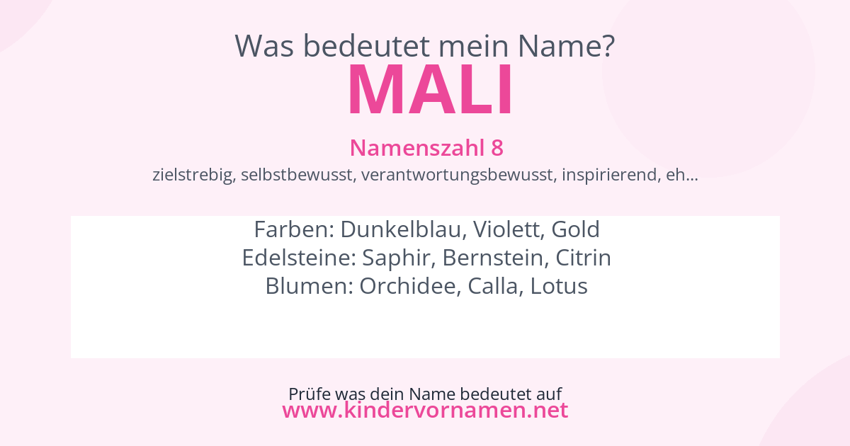 Was bedeutet der Name Mali?