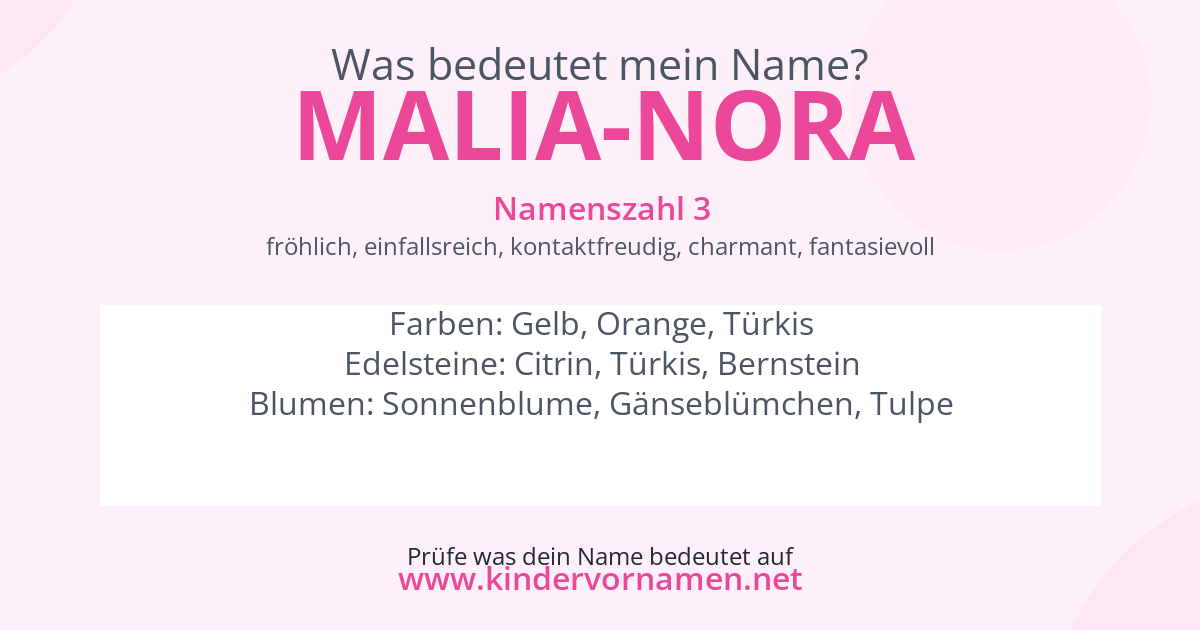 Was bedeutet der Name Malia-Nora?