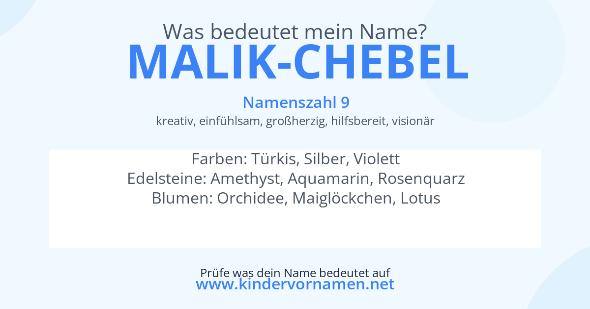 Was bedeutet der Name Malik-Chebel?