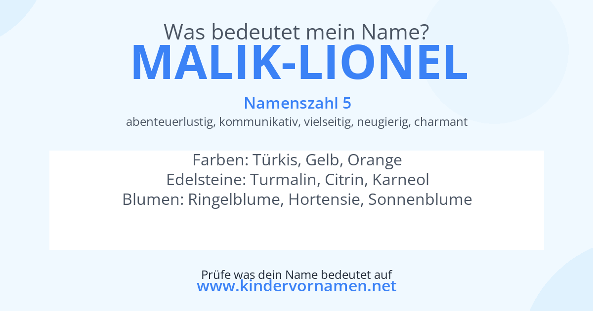 Was bedeutet der Name Malik-Lionel?