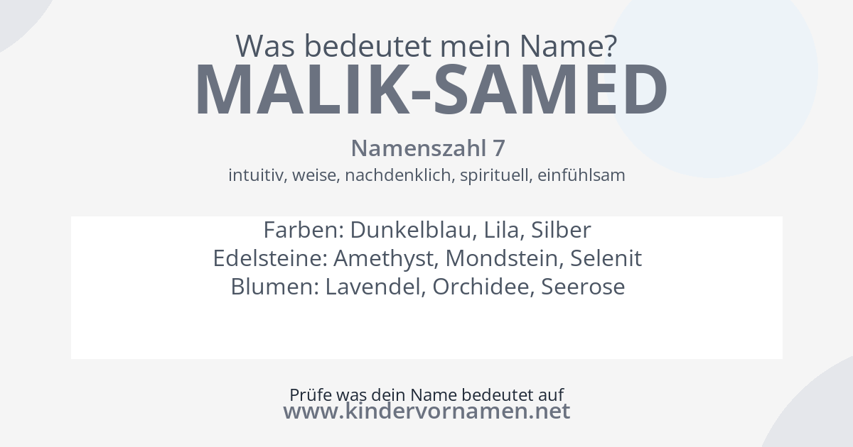 Was bedeutet der Name Malik-Samed?