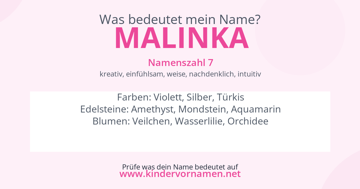 Was bedeutet der Name Malinka?
