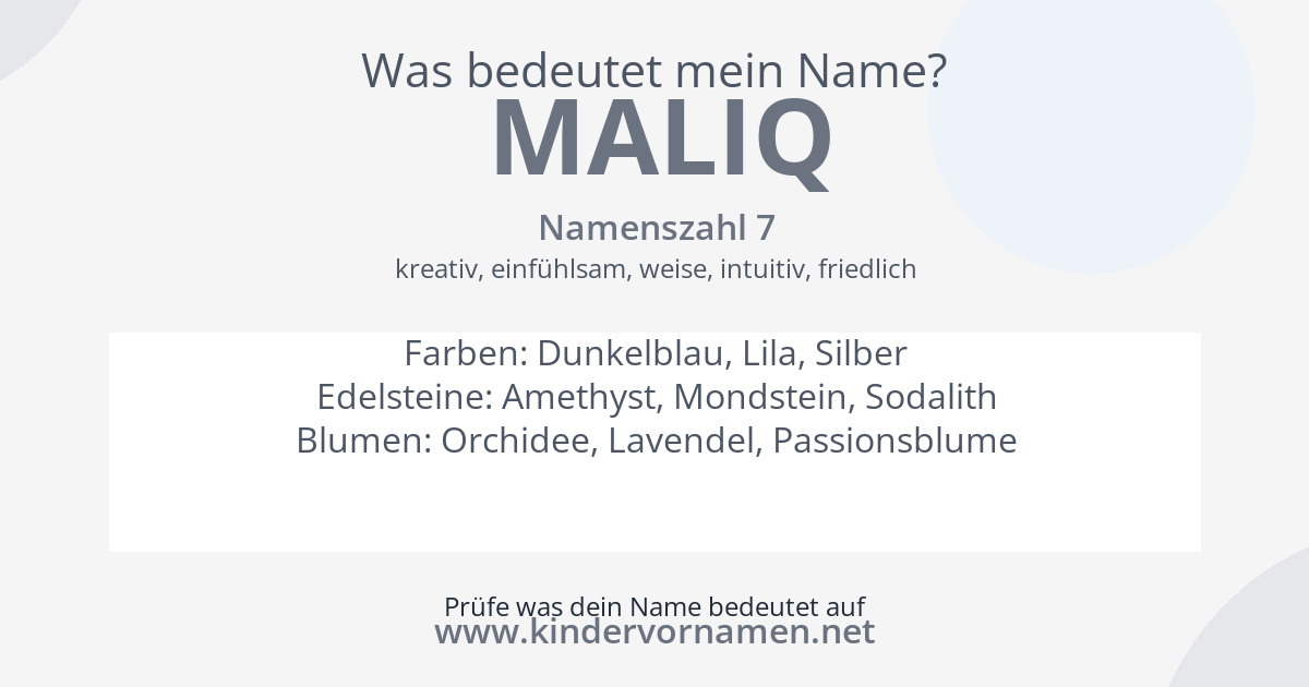 Was bedeutet der Name Maliq?