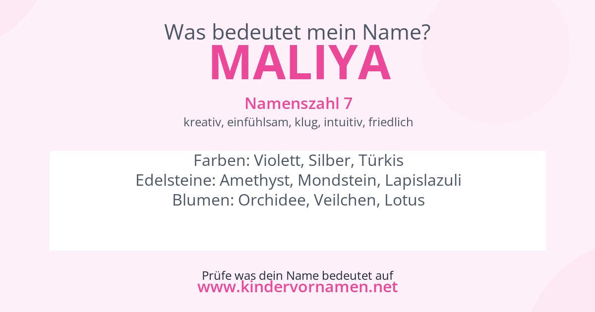 Was bedeutet der Name Maliya?