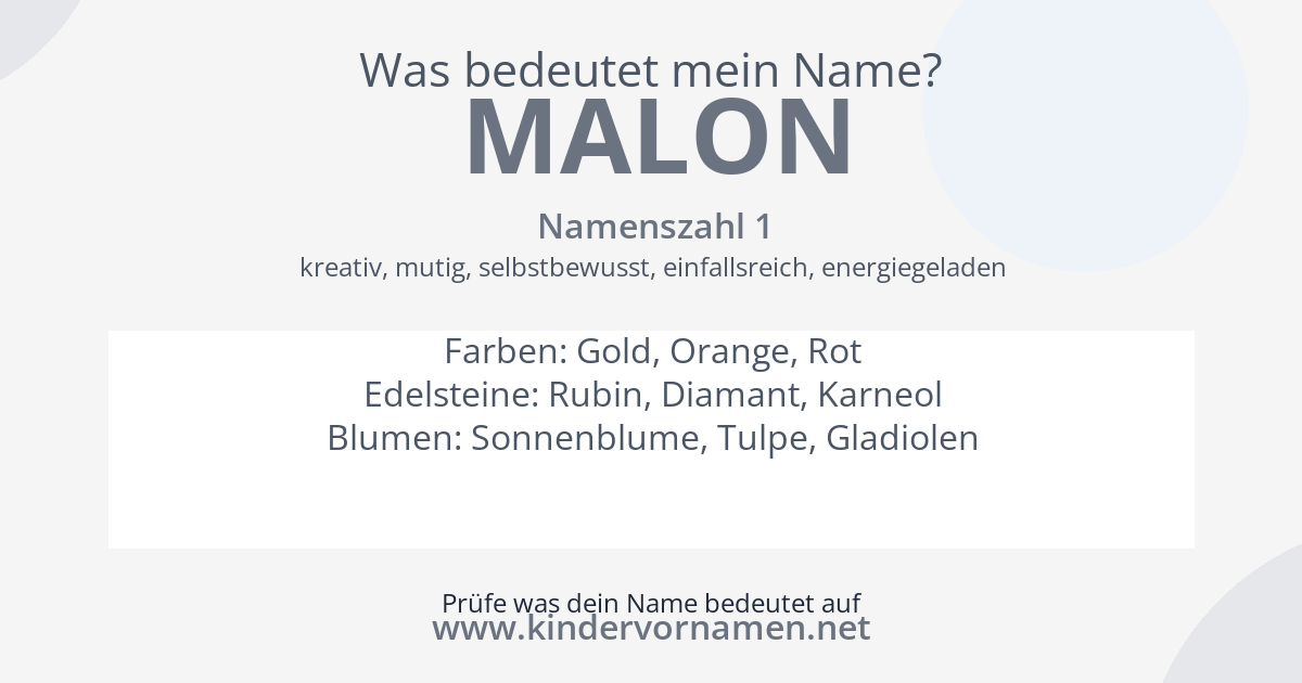 Was bedeutet der Name Malon?