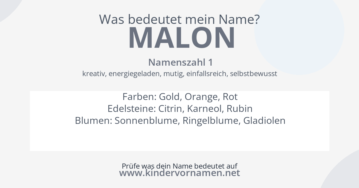 Was bedeutet der Name Malon?