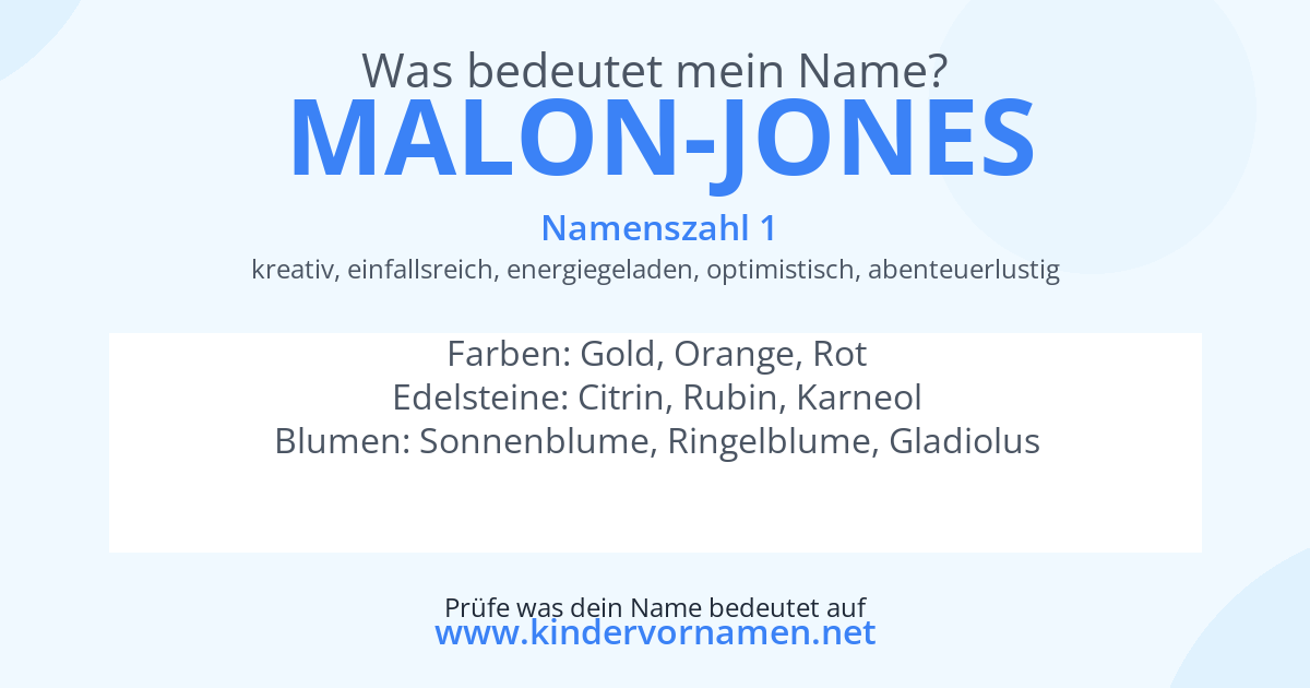Was bedeutet der Name Malon-Jones?