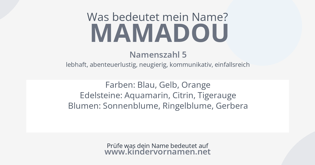 Was bedeutet der Name Mamadou?