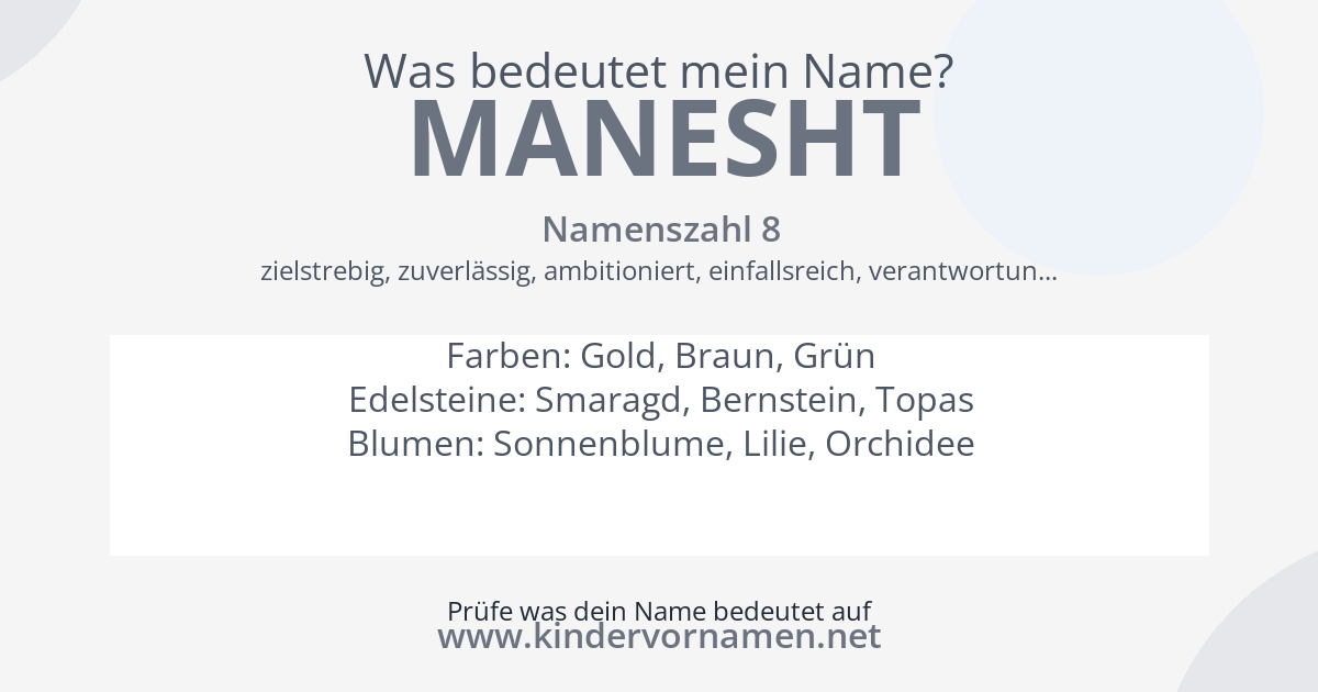 Was bedeutet der Name Manesht?