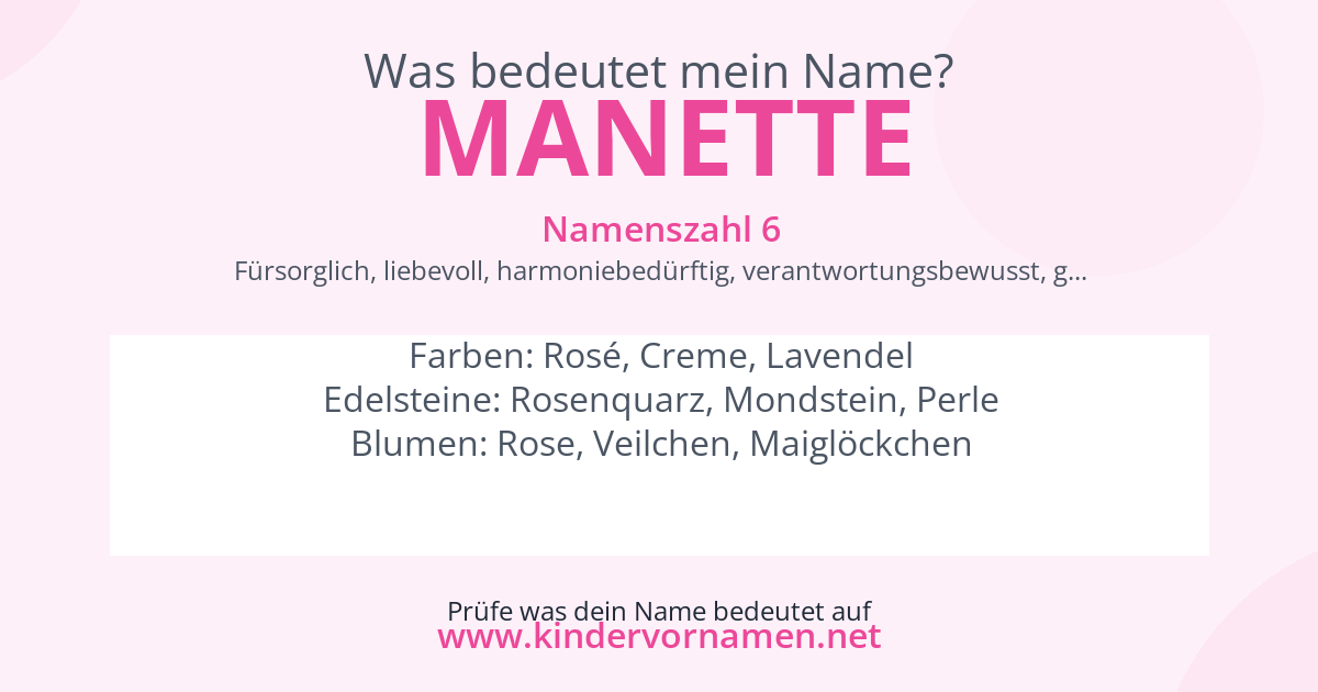 Was bedeutet der Name Manette?