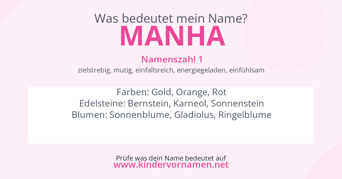 Was bedeutet der Name Manha?