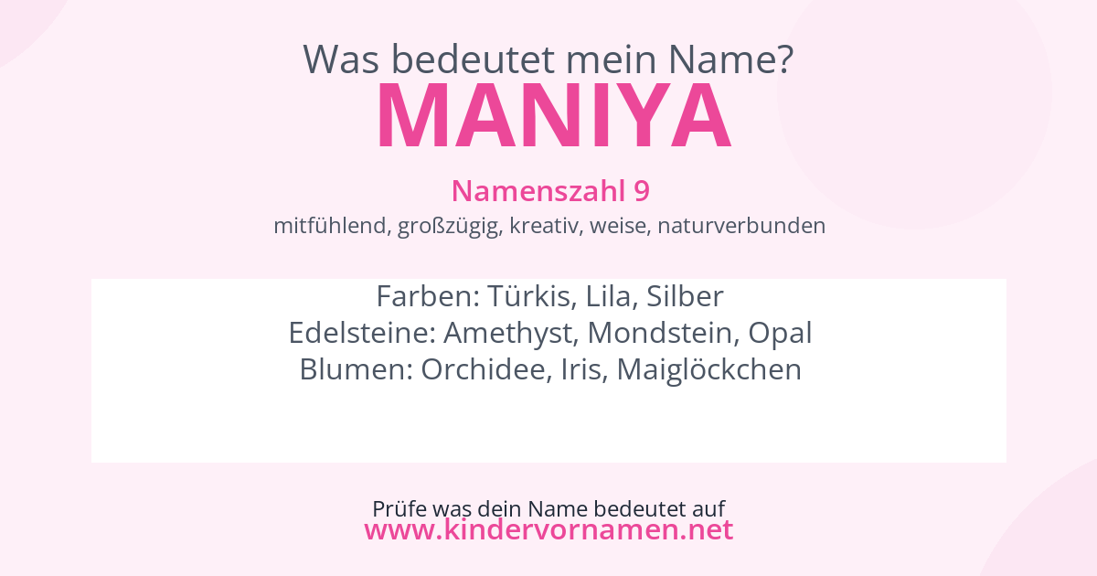 Was bedeutet der Name Maniya?