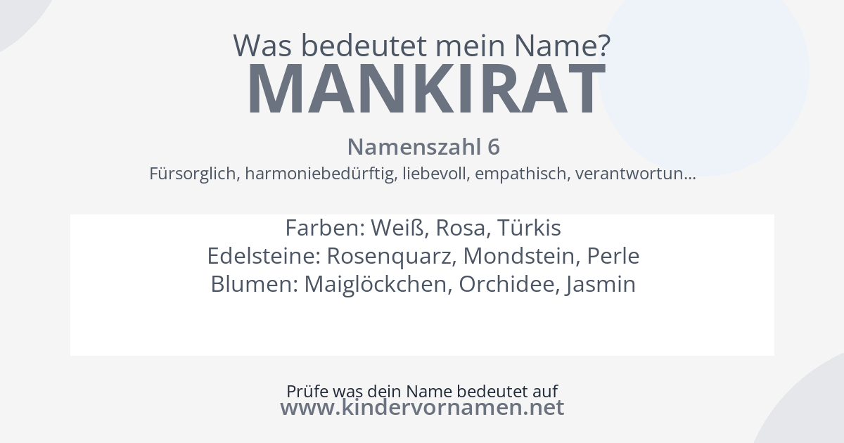 Was bedeutet der Name Mankirat?