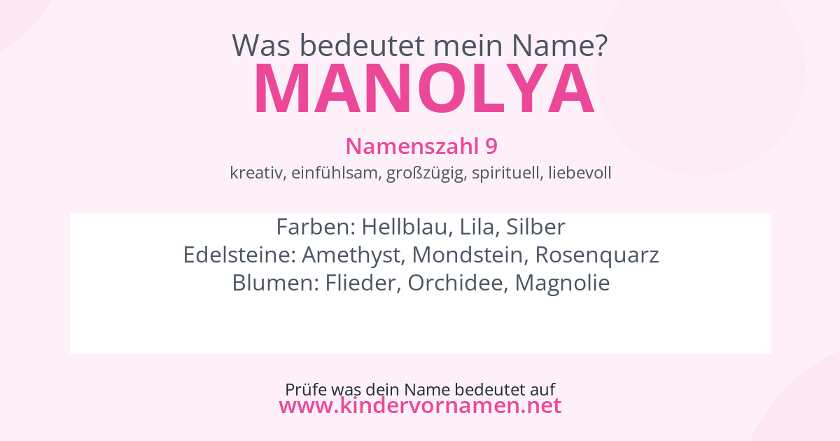 Was bedeutet der Name Manolya?