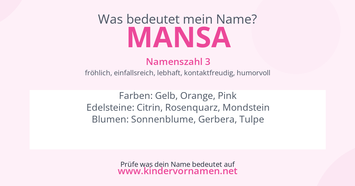 Was bedeutet der Name Mansa?