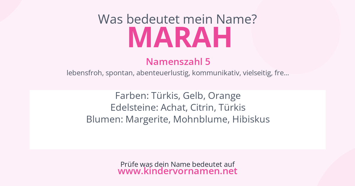 Was bedeutet der Name Marah?