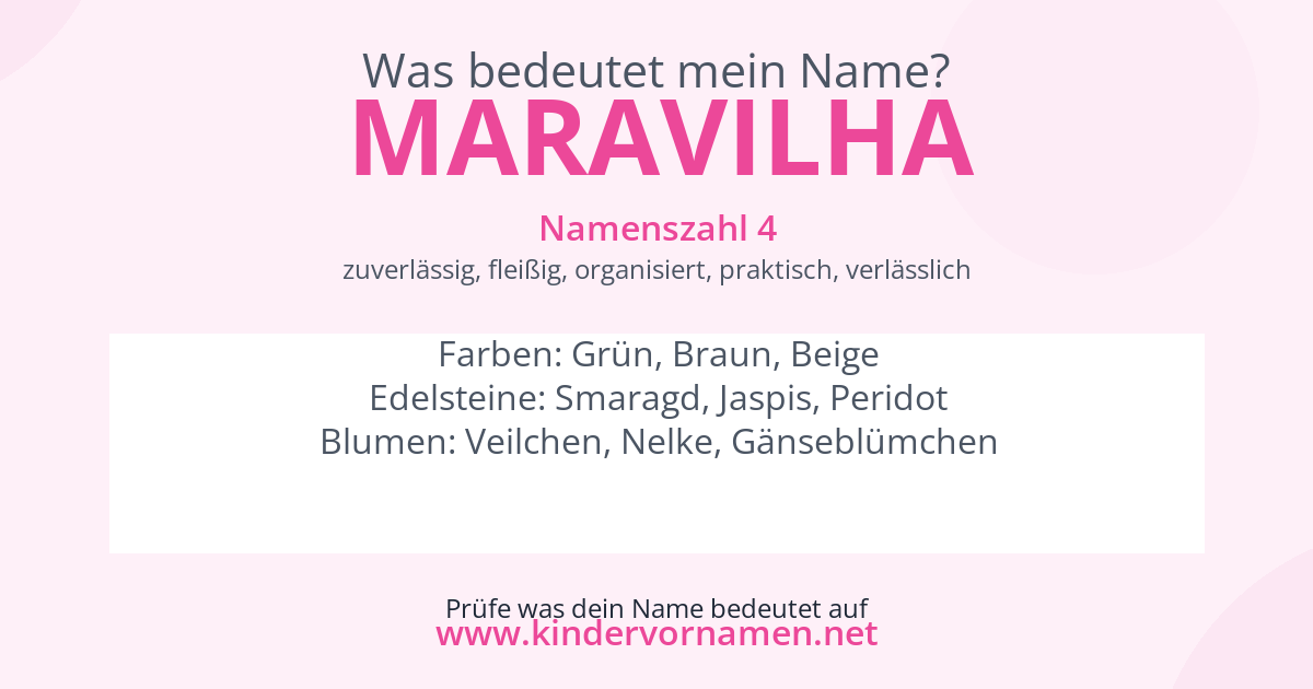 Was bedeutet der Name Maravilha?