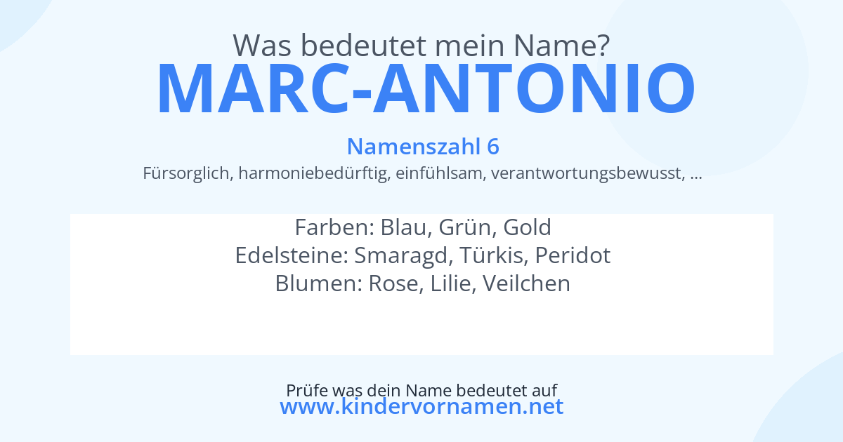 Was bedeutet der Name Marc-Antonio?