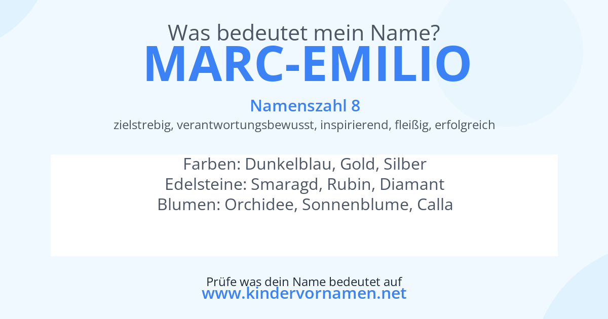 Was bedeutet der Name Marc-Emilio?