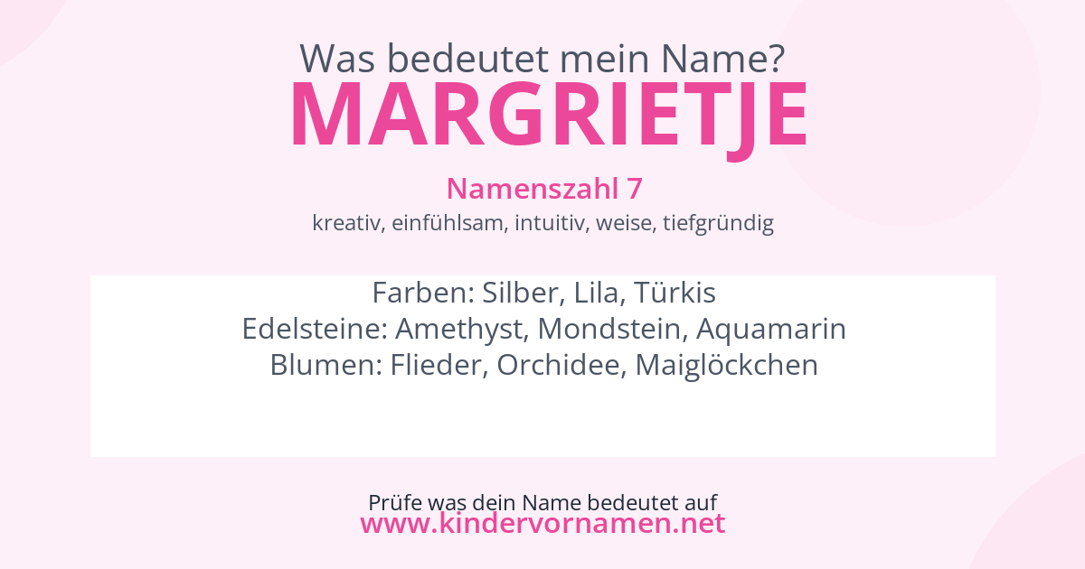 Was bedeutet der Name Margrietje?
