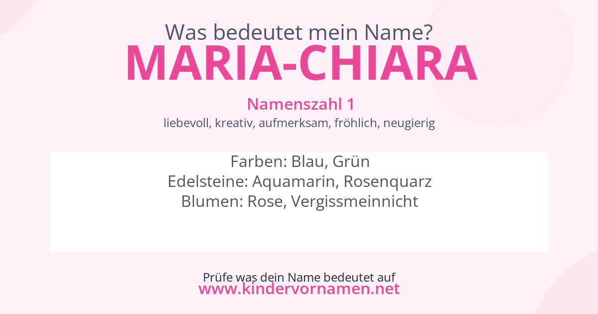 Was bedeutet der Name Maria-Chiara?