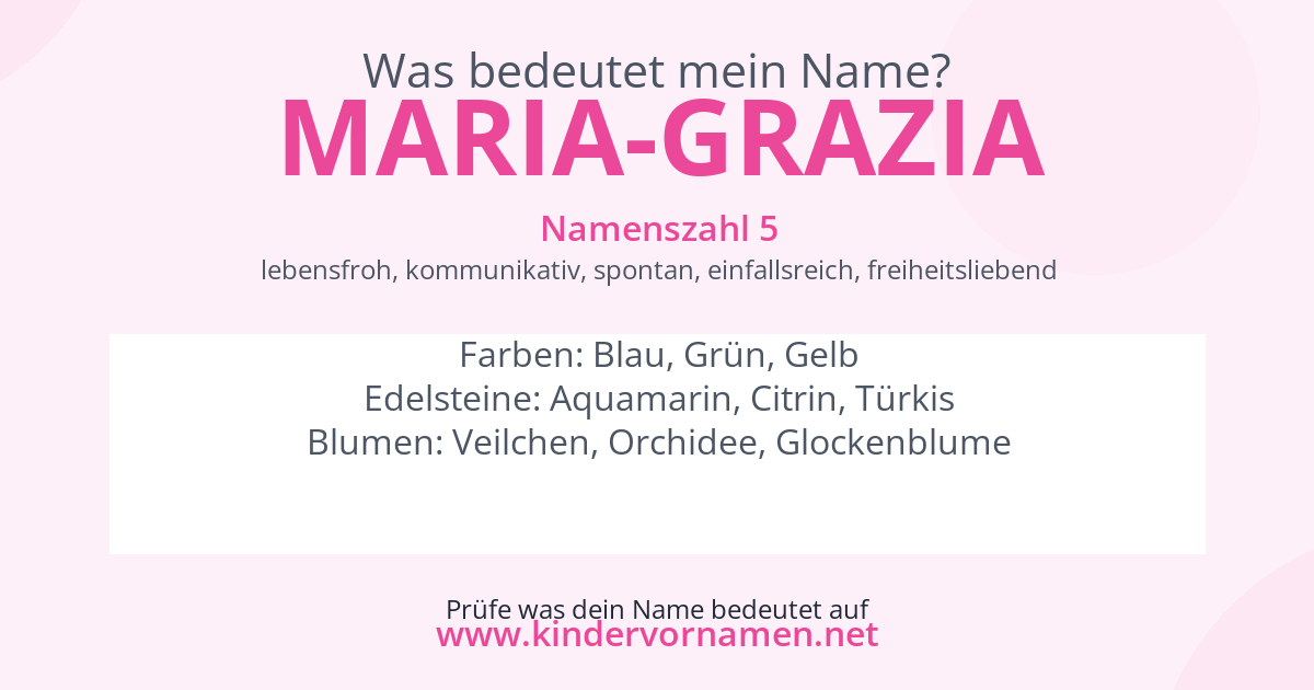 Was bedeutet der Name Maria-Grazia?