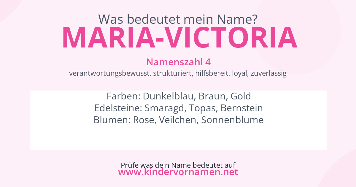 Was bedeutet der Name Maria-Victoria?