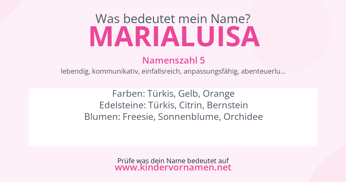 Was bedeutet der Name Marialuisa?
