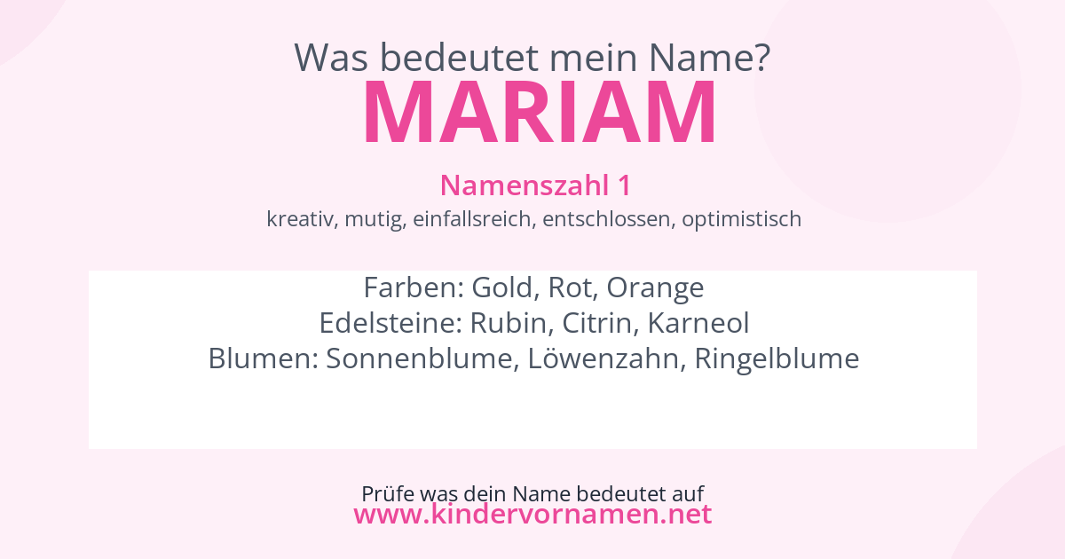 Was bedeutet der Name Mariam?