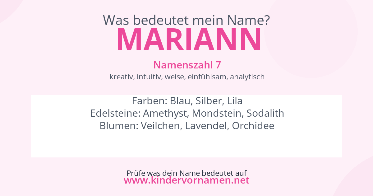 Was bedeutet der Name Mariann?